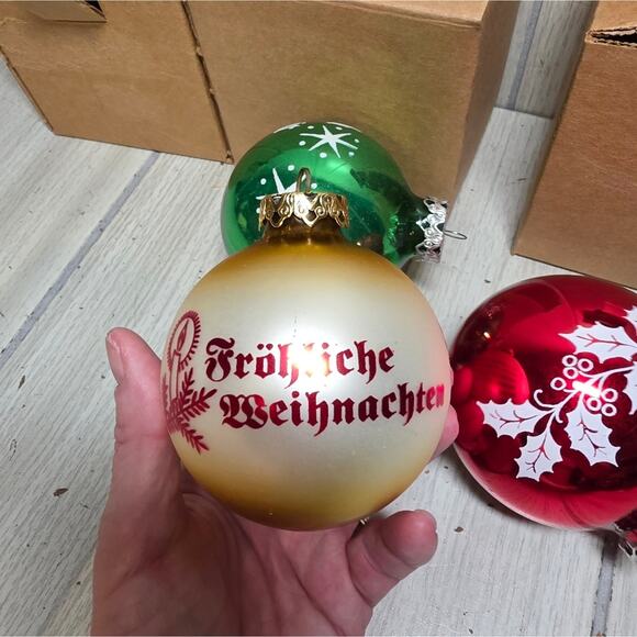 Vtg Mercury Glass Christmas Ornaments Austria German Set Of 4 Red Green Yellow - Picture 5 of 15